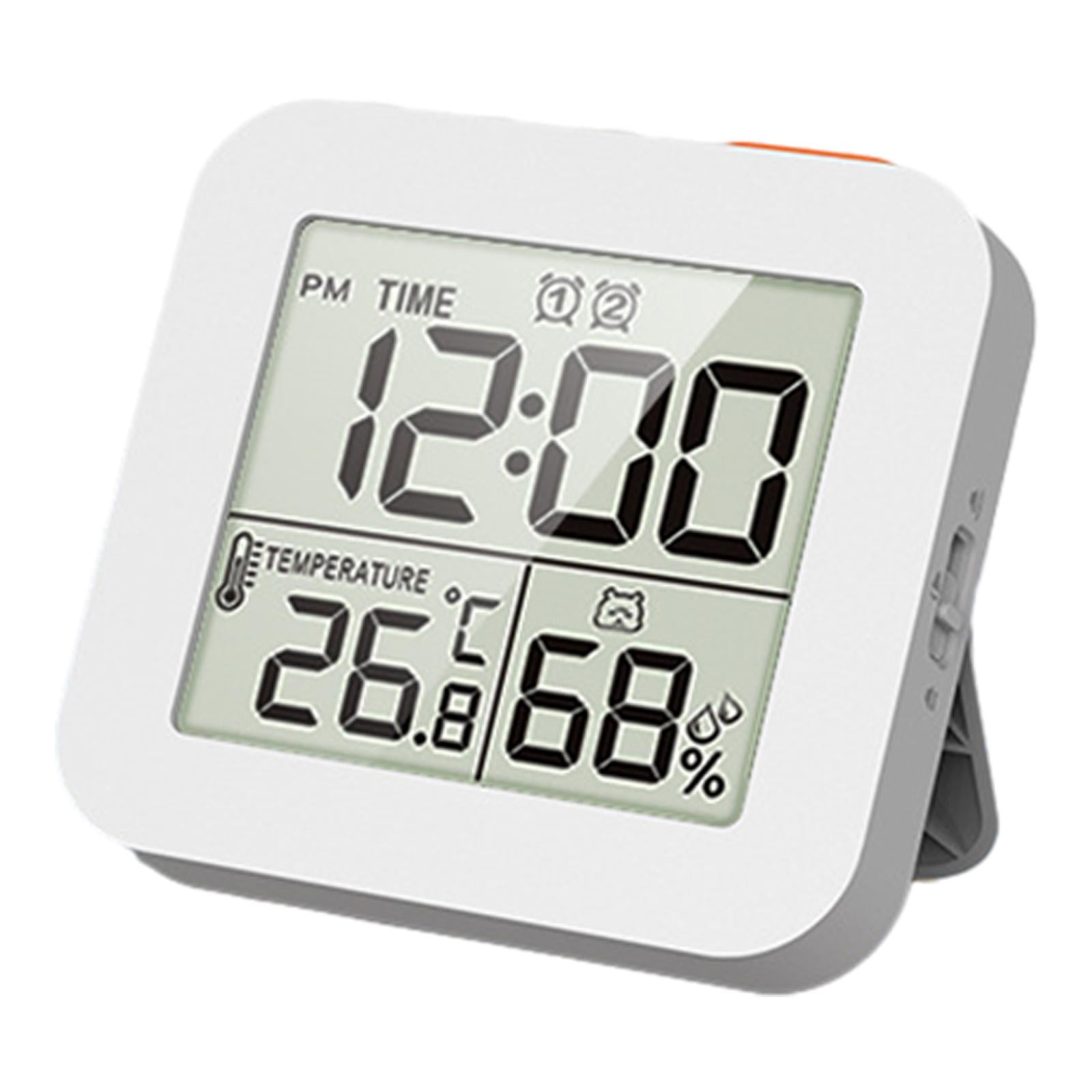 Magideal - Temporizador Digital De Ducha Para Baño, Reloj De Pared De Cocina Con Alarma, Temporizador Impermeable, Termómetro Interior, Higrómetro Para Ducha, Co Blanco