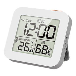 Magideal - Temporizador Digital De Ducha Para Baño, Reloj De Pared De Cocina Con Alarma, Temporizador Impermeable, Termómetro Interior, Higrómetro Para Ducha, Co Blanco