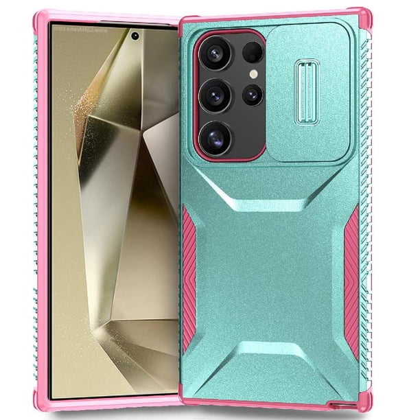 Funda Resistente para Samsung Galaxy S24 Ultra con Tapa Deslizante y Protección Militar Verde