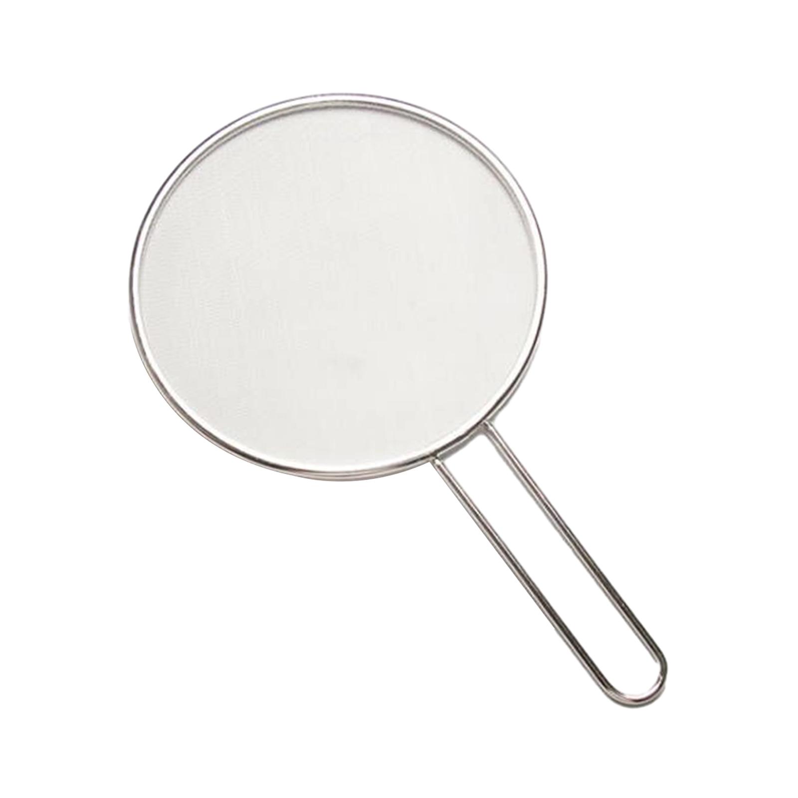 Magideal - Pantalla De Salpicaduras De Malla Fina De Acero Inoxidable, Mango De Agarre Cómodo, Cubierta De Sartén De Malla Fina Para Cocina 19Cm