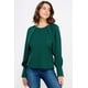 thumbnail image 1 of Saronite Top Casual Básico, de Manga Larga Raglán, con Cuello Redondo y Lazo en la Espalda, Color Verde Cazador (para Mujer), 1 of 2