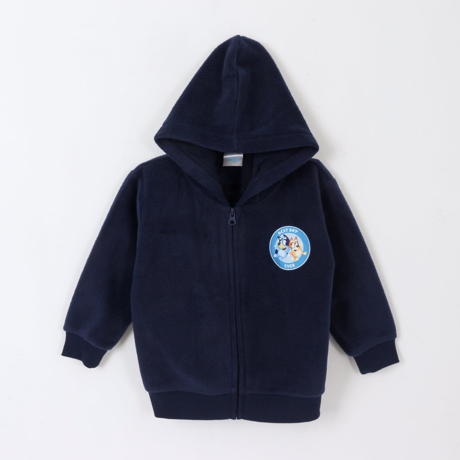 Polar Escolar Con Gorro Niño Logo Azul Marino Bluey