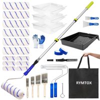 Kit De Rodillos De Pintura Rymtox, 33 Unidades, Con Barra De Extensión Y Cepillos