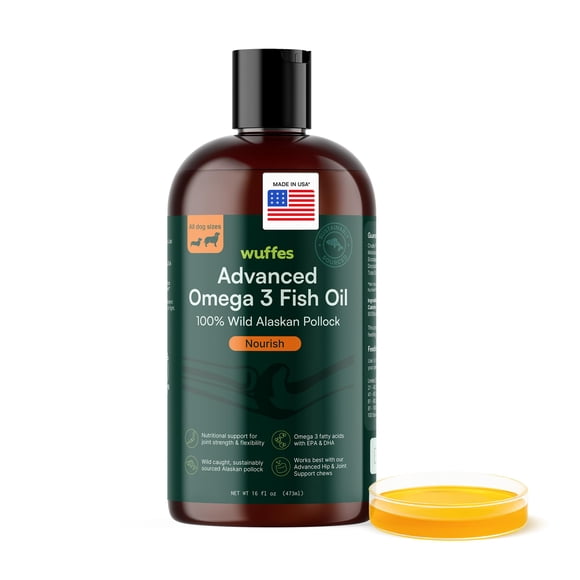 Aceite de pescado Supplement Wuffes Advanced Omega 3 para perros, 473 ml