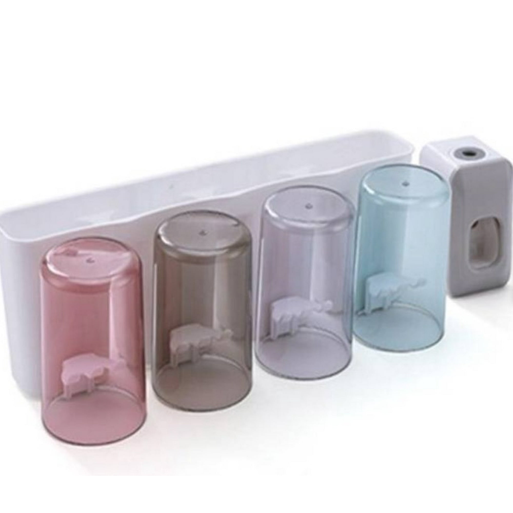 Tomasstore - Dispensador Pasta Crema Dental Cepillos Organizador 4 Vasos