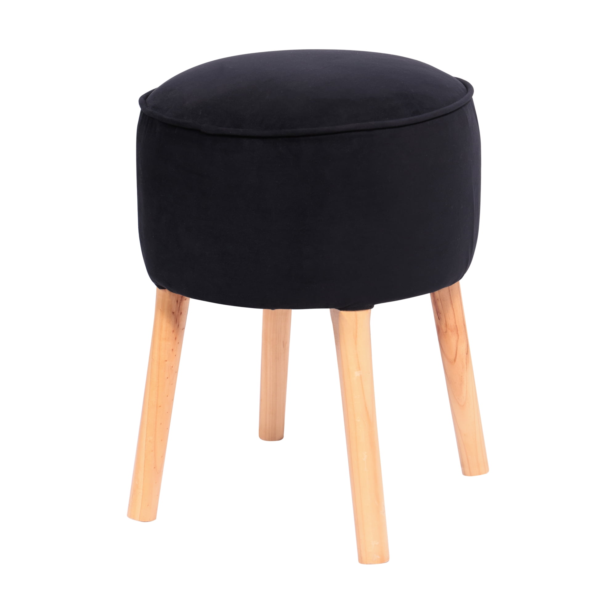 Máxima Design - Pouf Francisca Negro Felpa 50x40x40 Cm