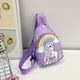 thumbnail image 1 of Mochila Cruzada Infantil Morada con Unicornio y Arcoiris Arriba, 1 of 3
