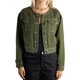 thumbnail image 2 of Jess por Meiko Chaqueta de Jean para Mujer Sin Cuello Manga Larga Mini Chaqueta de Mezclilla Recortada L Verde, 2 of 5
