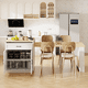 thumbnail image 1 of K&K 82.7 inch Kitchen Island with Extendable Dining Table for 4-6 Person,Two-tone Kitchen Table with Double-sized Storage, Power Outlet, Kitchen island with Storage 2 Drawers 2 Side Open Shelves,White, 1 of 3