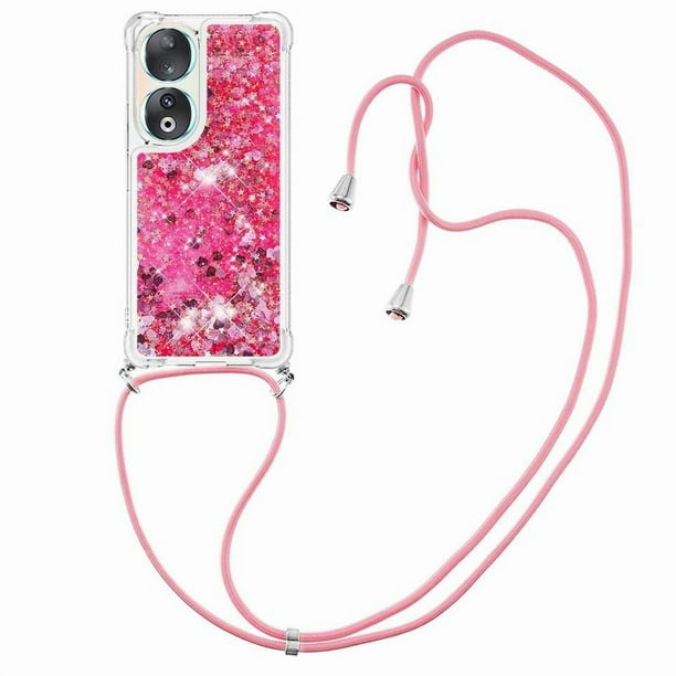 Funda FOXDOCK para Honor 90 con Cuerda Ajustable, Brillo Líquido, Protección Antigolpes y Lente – Ideal para Regalo