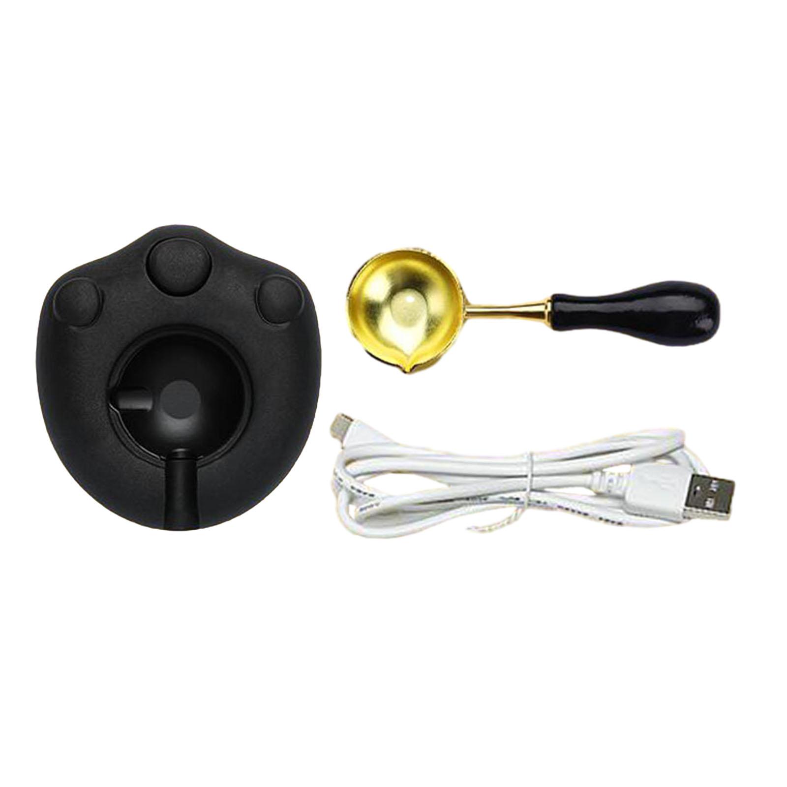 Magideal - Calentador De Sello De Cera Eléctrico, Juego De Sello De Cera Para Fundir, Juego De Cuchara De Horno De Sellado Y Cuchara Para Sello De Cera Para Sumi