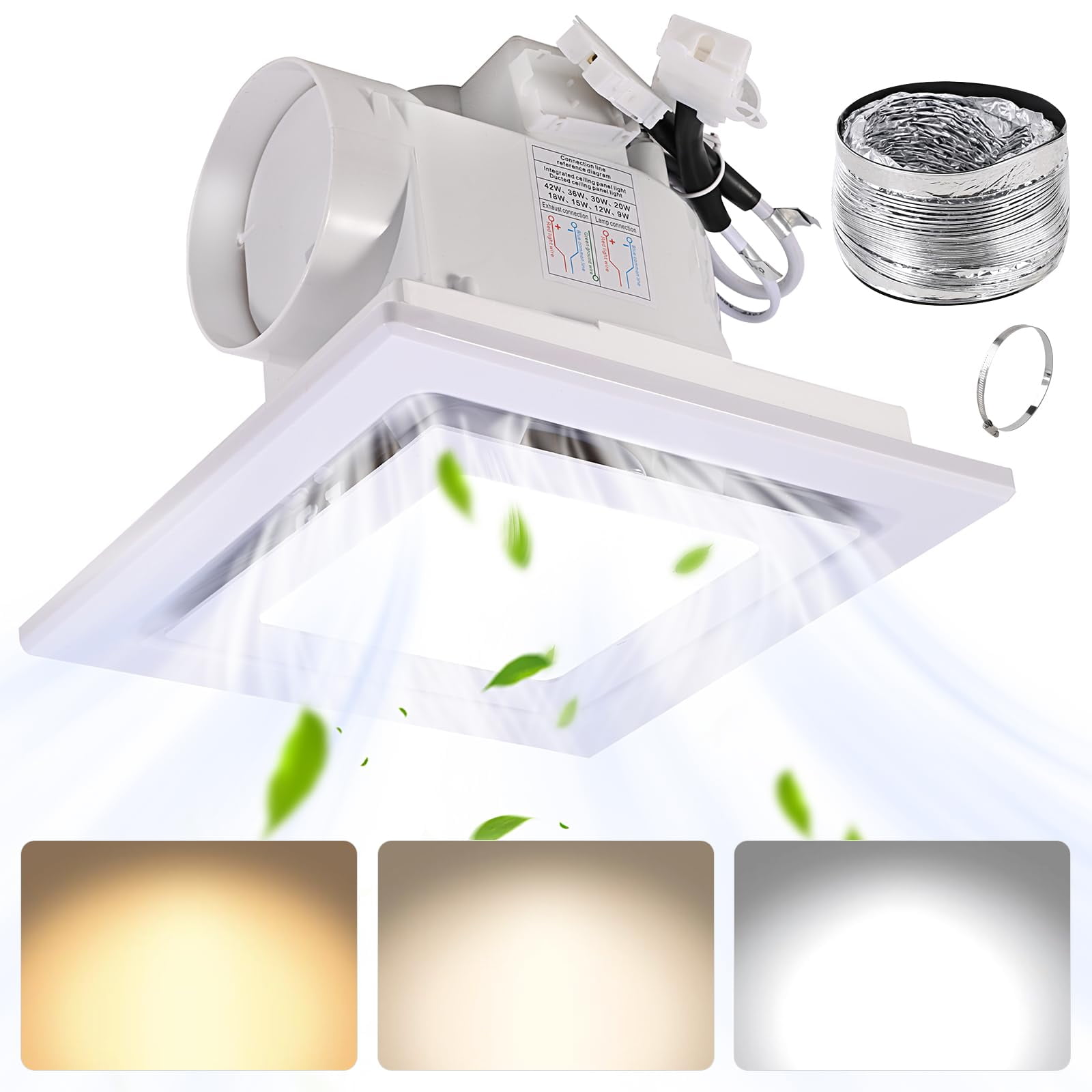 Extractor De Baño Feiton Square 30w 110cfm Luz Led