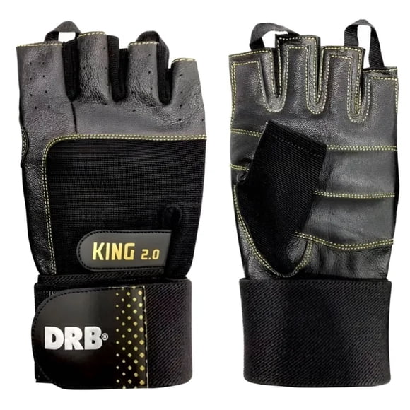 Guantes Gimnasio Pesas DRB King 2.0 Cuero Muñequera