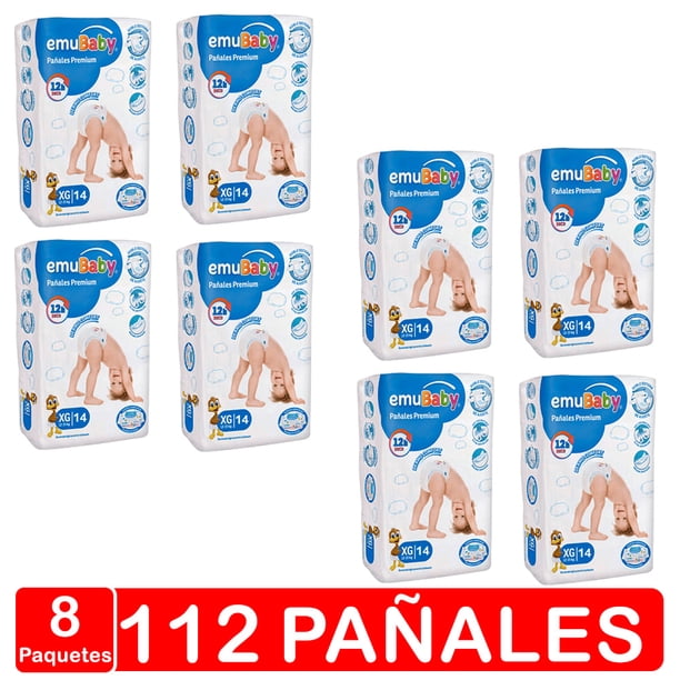 Pañales Emubaby Premium Manga X8 - Talla XG - 112 Pañale