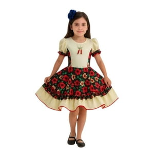 Genérico - Vestido Huasa Chinita Floreado Niña Varios Colores Fiestas