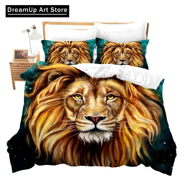 x1698 Bed SheetsBlack Lion Rose Animal Bedding Set Quilt Cover Bed Cover with Pillowcase Twin Size Boys Adult Home Textile 3-Piece Bedding Set (1 Duvet Cover + 2 Pillow Shams) nj1698