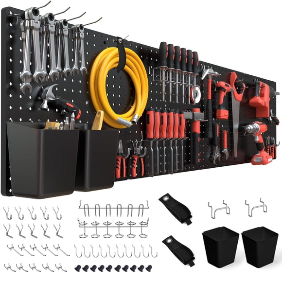 Organizador de tableros perforados FZK 32 x 32 cm negro con 4 tableros perforados y 46 ganchos