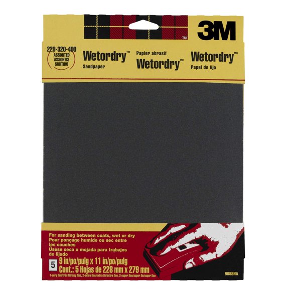 Barniz Sandpaper 3M 9088DC-NA Wetordry®, pinturas variadas, paquete de 5