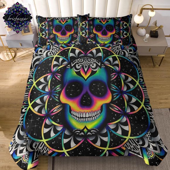 Moon Wolf Bedding Green Watercolor Forest Wolf Landscape Duvet Cover Sets 3 Pieces Wild Animal Bedding Set