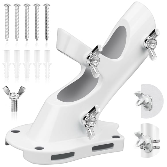 Soporte para Poste de Bandera REERON 1" Blanco de 2 Posiciones