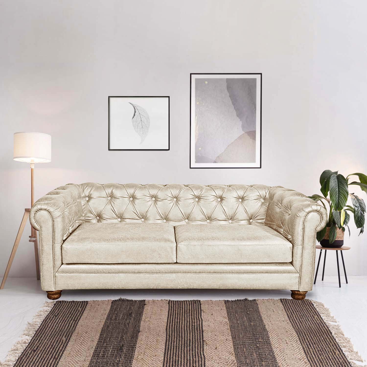 Latam Home - Sofa Florencia 3 Cuerpos Cuero Colorado Beige