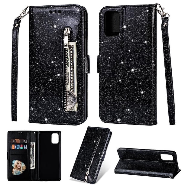 Funda para FOXDOCK Elegante funda Samsung Galaxy Note10 Lite/A81/M60S Glitter con cremallera-Ideal para el uso diario