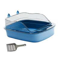 Magideal - Caja De Arena Abierta Para Gatitos, Inodoro A Prueba De Salpicaduras, Lados Altos, Orinal Grande Con Forma De Dibujos Animados, 50X34X18Cm, Cuenco Par Azul