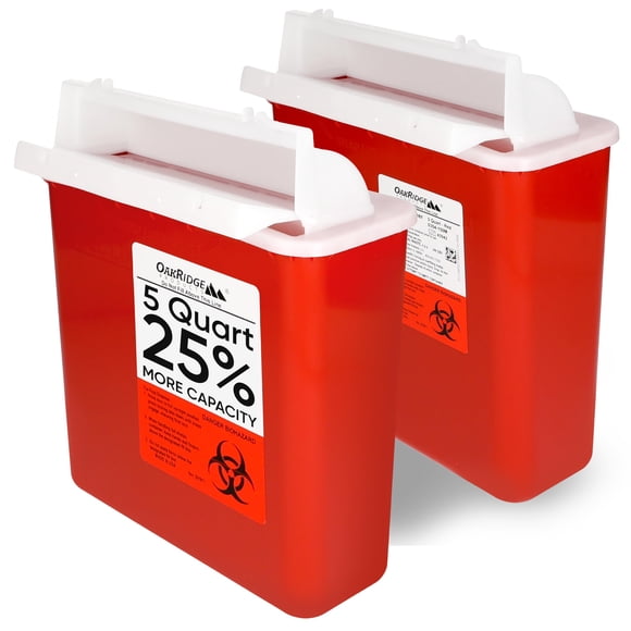 Contenedor para objetos punzantes Oakridge Products, 5 litros (paquete de 2), Biohazard
