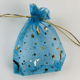 thumbnail image 1 of suxuMhao Bolsas de Regalo de Decoración, 100Pzas Bolsas de Organza Azul Claro con Cordón, Bolsas de Organza Transparentes de 3.5x4.7in con Estampado en Caliente para Joyería, Dulces, Pequeños, 1 of 4
