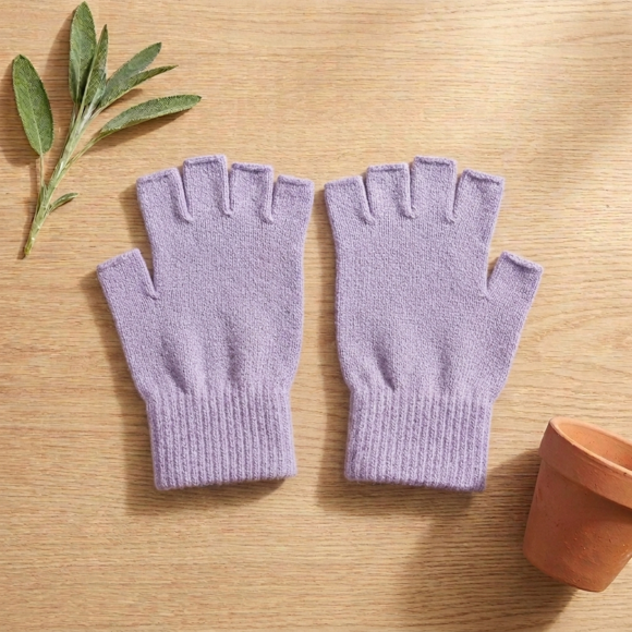 Guantes Sin Dedos De Lana Invierno Unisex Lila