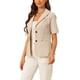 thumbnail image 4 of Blazer de Algodón y Lino de Manga Corta para Mujer INSPIRE CHIC para Uso Casual y de Oficina L Caqui, 4 of 6