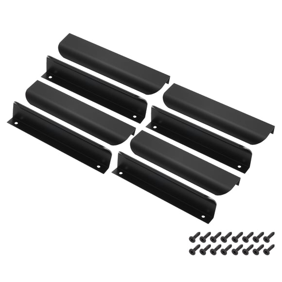 Uxcell 8 piezas de tiradores para gabinetes, tiradores de borde de aleación de aluminio de 6 pulgadas, tirador de dedo plano oculto para montaje trasero para cajones de armario, negro