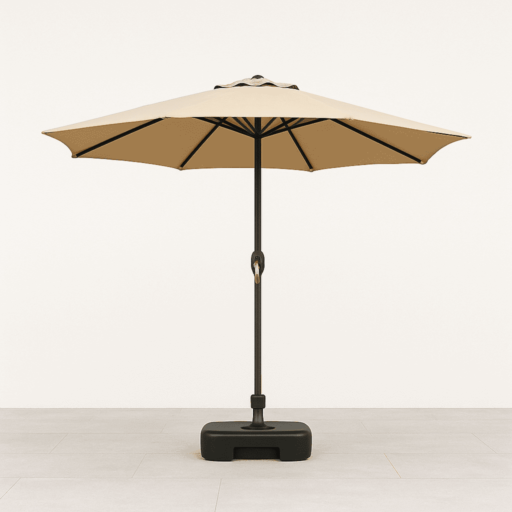 Javimate - Quitasol Terraza Recto 2,7 Mt Café + Base 22 Litros