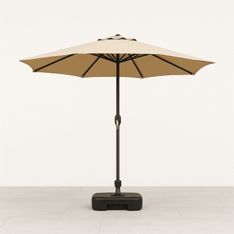 Javimate - Quitasol Terraza Recto 2,7 Mt Café + Base 22 Litros