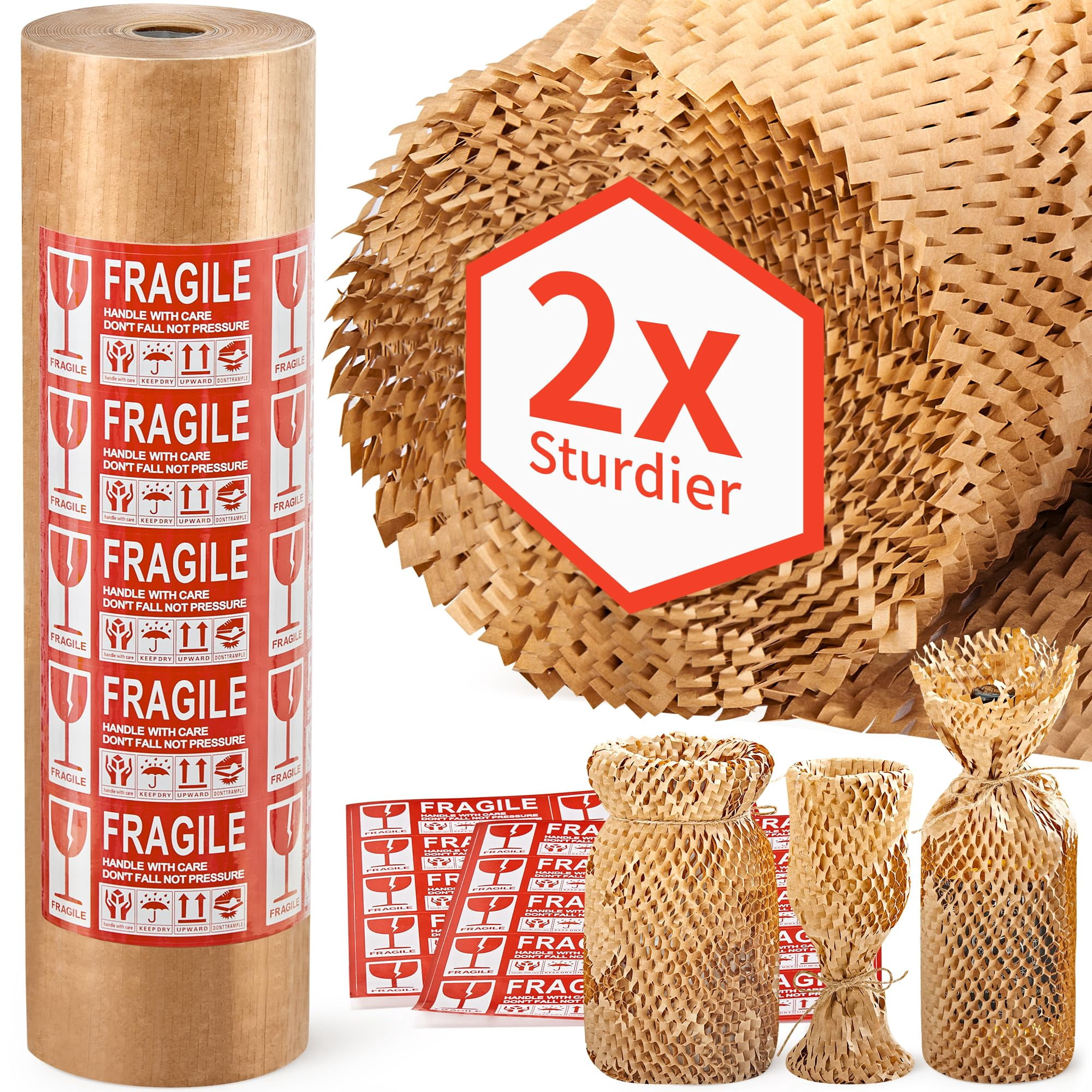 Papel De Embalaje Jarlink Tipo Panal 38 Cm X 65 M Con Etiquetas