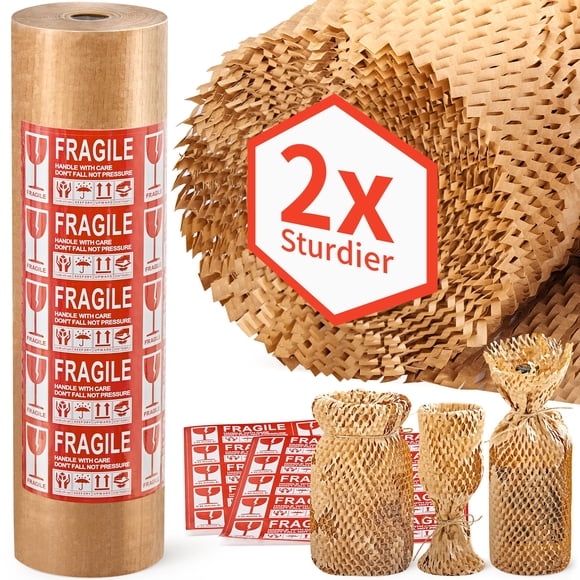 Papel de embalaje JARLINK tipo panal 38 cm x 65 m con etiquetas