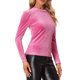 thumbnail image 4 of INSPIRE CHIC Blusa de Mujer de Halloween de Terciopelo Metálico con Brillo Cuello Alto Manga Larga con Volantes XS Rosa Fucsia, 4 of 6