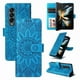 thumbnail image 2 of Funda tipo cartera FOXDOCK para Samsung Galaxy Z Fold 4 , diseño girasol en relieve, cuero PU, cierre magnético, soporte y tarjetero, 2 of 5
