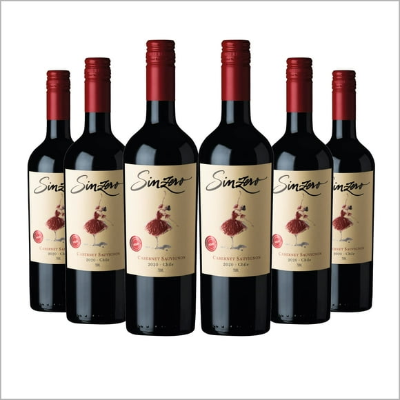 SINZERO Cabernet Sauvignon - Vino tinto premium sin alcohol bajo en calorías, apto para veganos, 25,4 onzas líquidas - paquete de 6