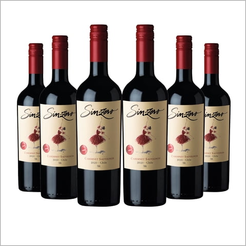Sinzero Cabernet Sauvignon - Vino Tinto Premium Sin Alcohol Bajo En Calorías, Apto Para Veganos, 25,4 Onzas Líquidas - Paquete De 6