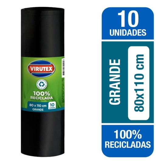 Bolsa De Basura Grande 80x110 Cm 10 Un Virutex