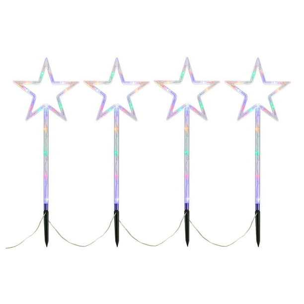 Set 4 Estacas Solares Navidad Diseño Estrellas