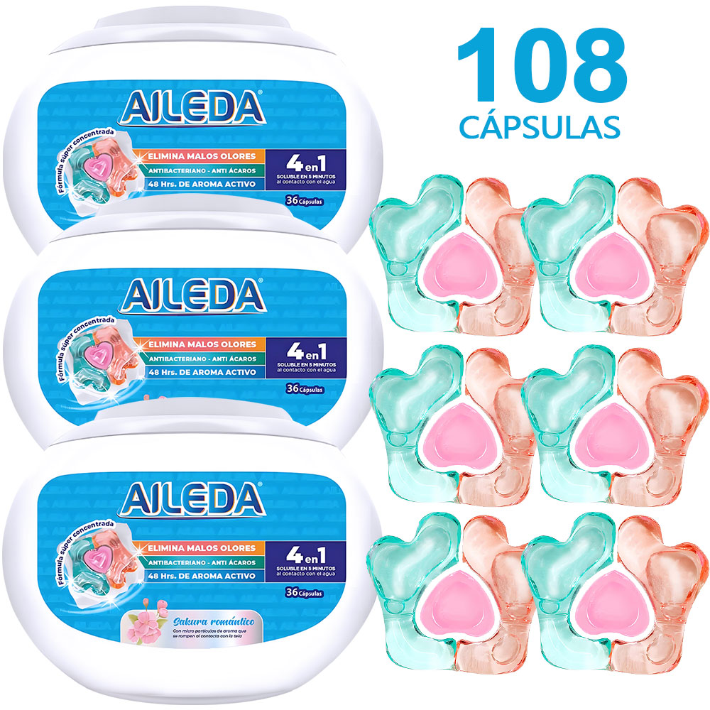 Detergente En Cápsulas Aileda 3 Caja(Sakura) En Total 108 Cáps