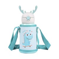 Genérico - Botella De Agua Portatil 500Ml Dino Kawaii Azul Infantil