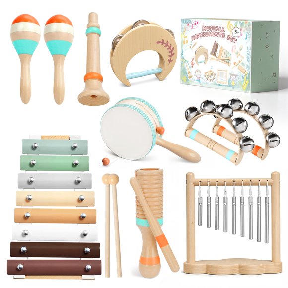 Set de instrumentos musicales de madera Miljgte para niños de 1 a 3 años