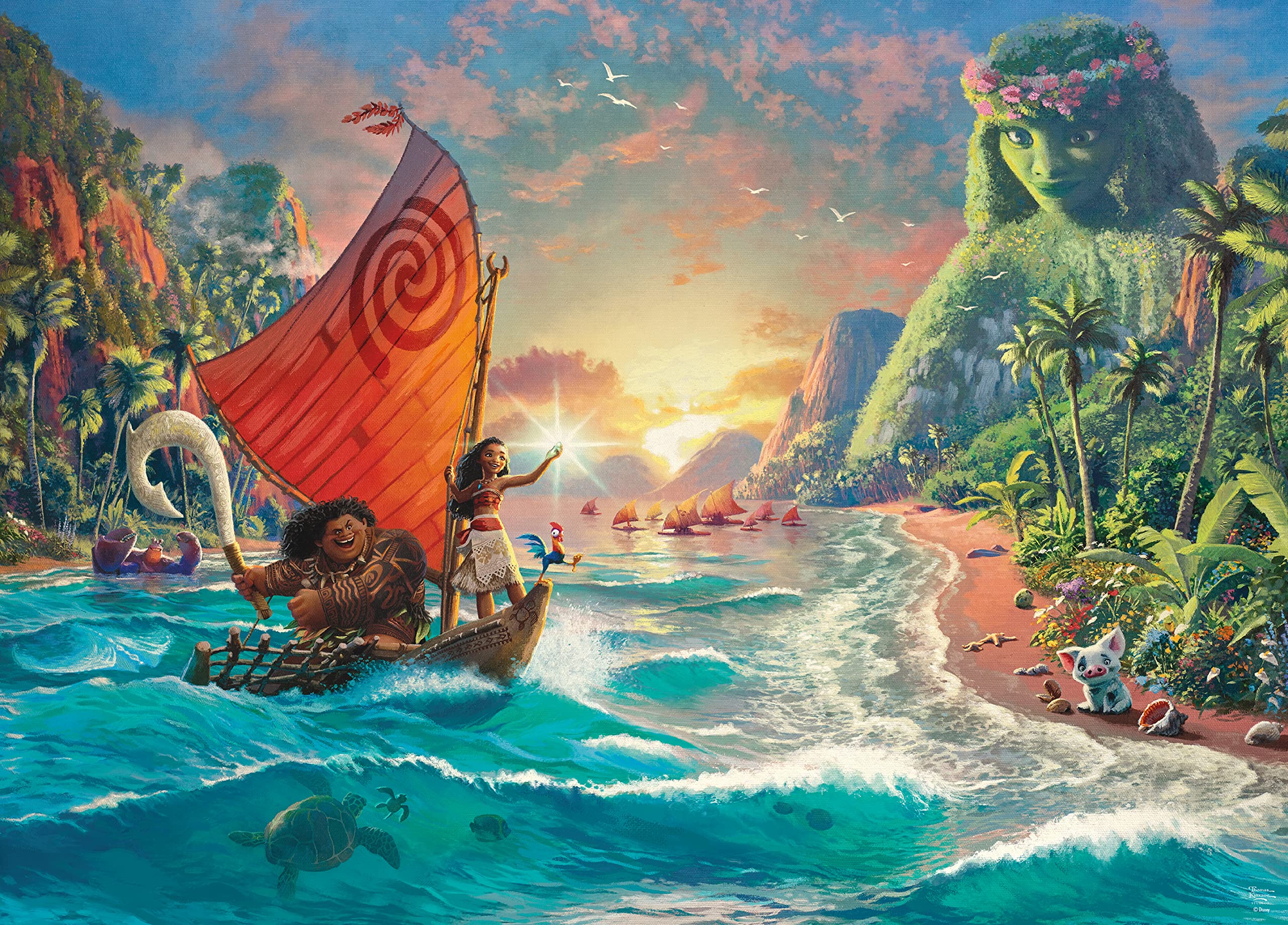 Rompecabezas Ceaco Thomas Kinkade Disney Dreams Moana 1000 Piezas
