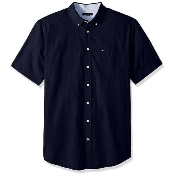 Camisa Tommy Hilfiger para hombre, manga corta, corte clásico, azul marino, XL
