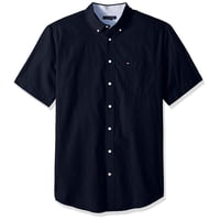 Camisa Tommy Hilfiger Para Hombre, Manga Corta, Corte Clásico, Azul Marino, L