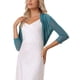 thumbnail image 4 of INSPIRE CHIC Bolero de Mujer Semi Transparente con Mangas 3/4 Cárdigan Corto Azul M, 4 of 5
