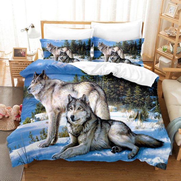 Wolf Cute Animal Bedding Set Boys Adult Luxury Gifts Duvet Cover Set Soft Comforter Sets Single Full King Twin Size Duvet Cover